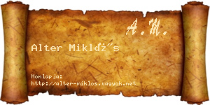 Alter Miklós névjegykártya